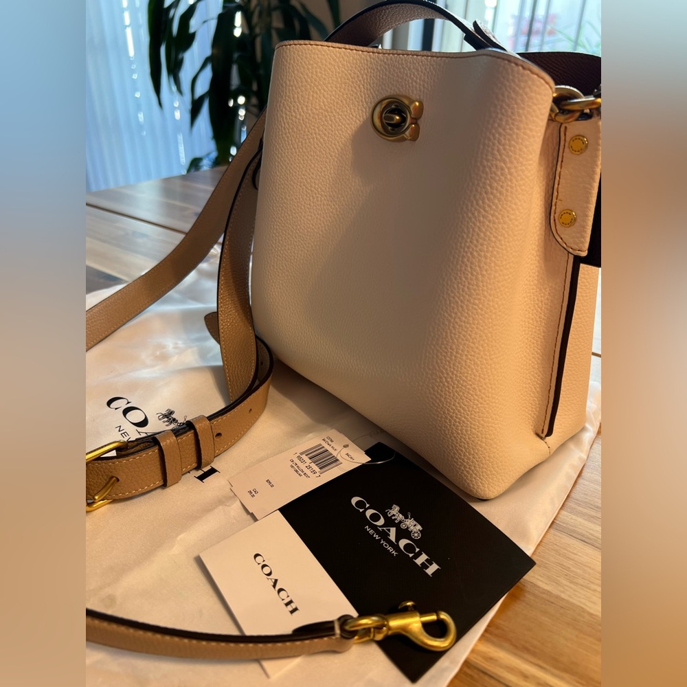 Coach Willow Colorblock (Chalk) Leather Shoulder Bag